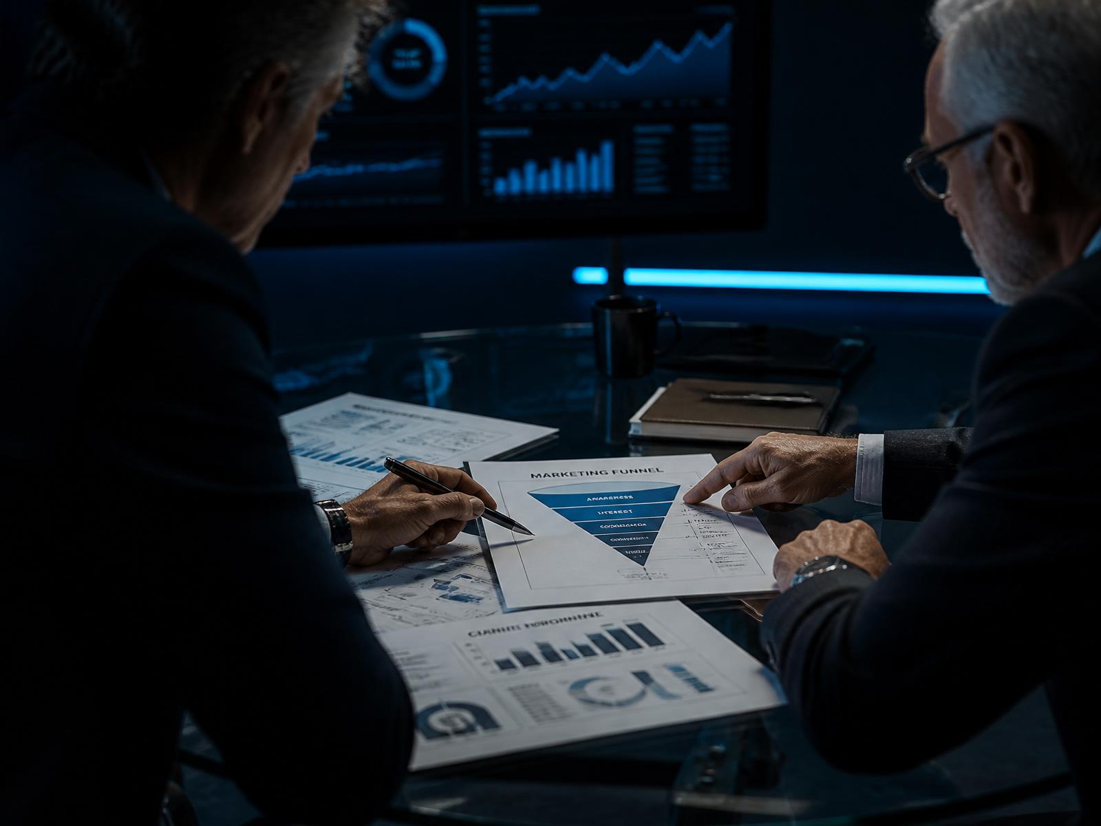 Sessão estratégica PAAR com análise de funil de marketing e vendas